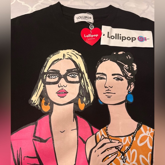 One Size Lollipop Graphic Shirt Dress in Black, Light Blue or Pink color NWT - Picture 1 of 3